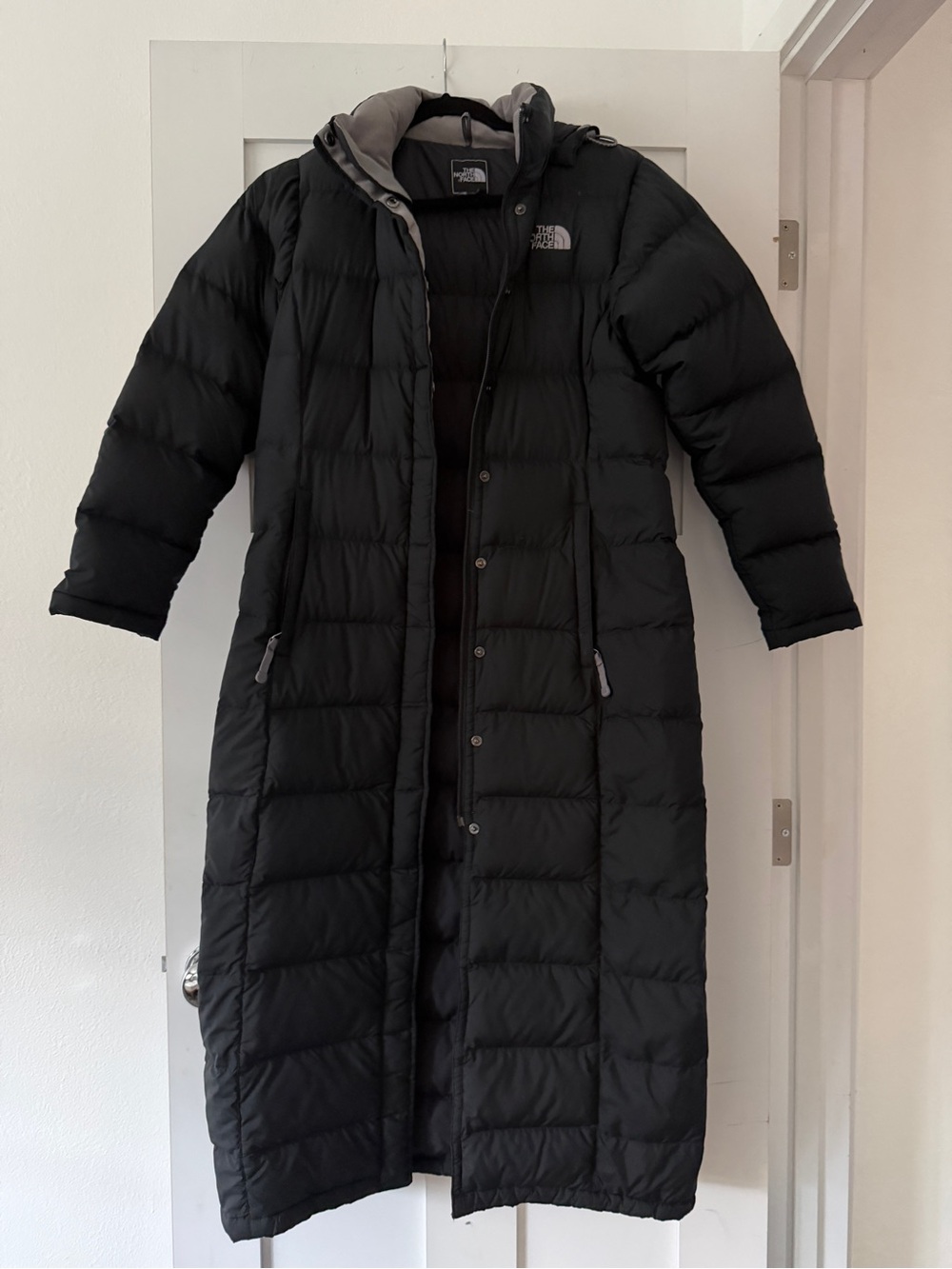 The North Face Women's Long Black Insulated Puffer Coat with Hood